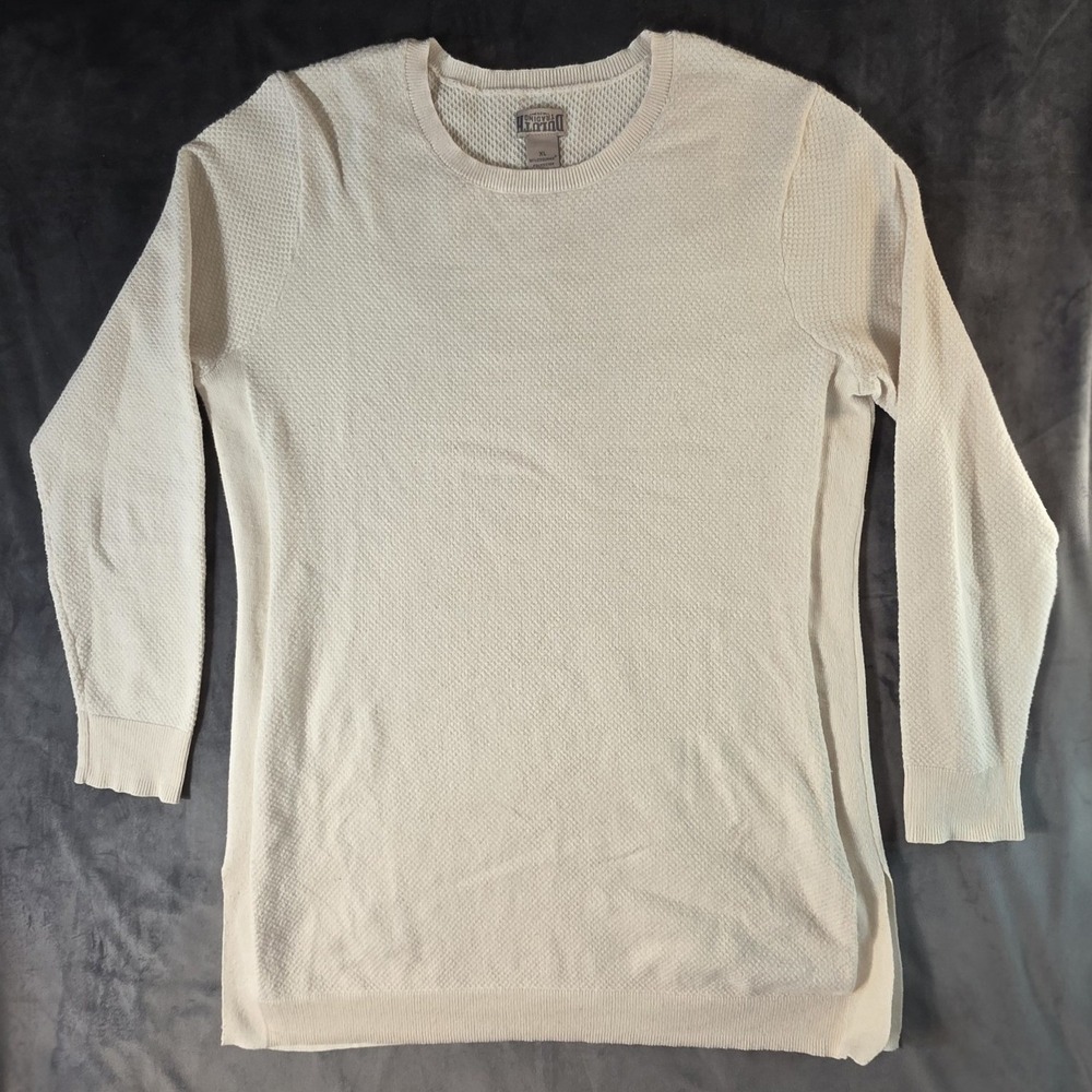 Duluth Trading S'no Sweat XL Tunic Sweater Crewneck Side Slits Stretch Coolmax